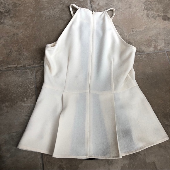 Sugar Lips Ivory & Black Flower Applique Peplum Tank Top Blouse - Picture 7 of 7